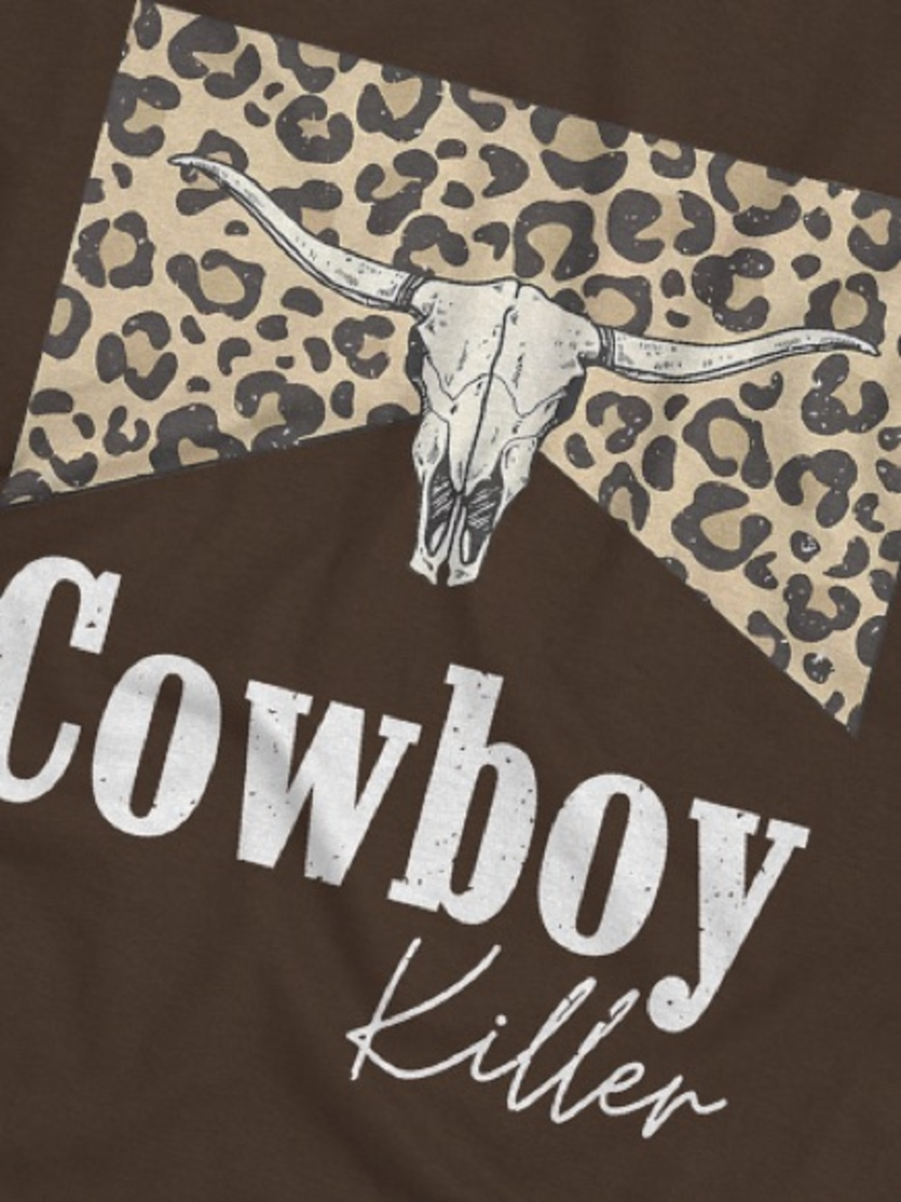 Cowboy Killer Western Shirt, Leopard Print Graphic Tee - Dark Chocolate Unisex